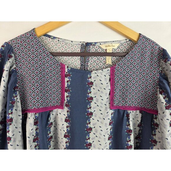 Matilda Jane Womens Shirt Size Large Blue A Quick Getaway Half Sleeve Top Blouse - Picture 2 of 11
